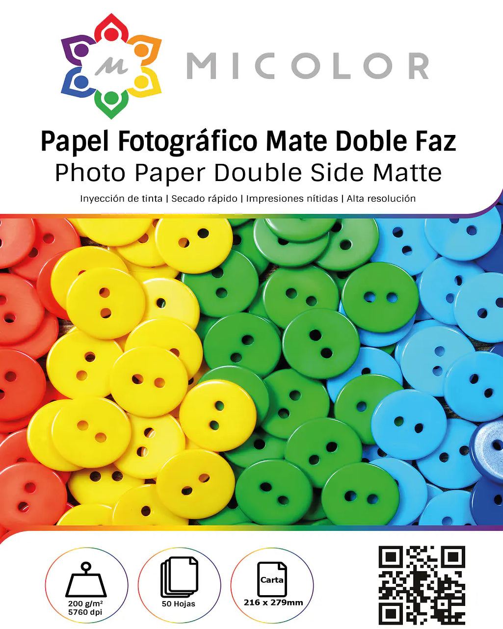 Papel fotográfico matte doble faz 200g 50hjs tamaño carta