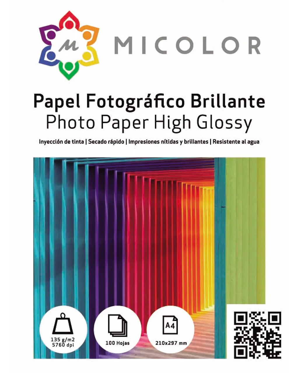 Papel Fotográfico Brillante 135g 100Hjs tamaño A4